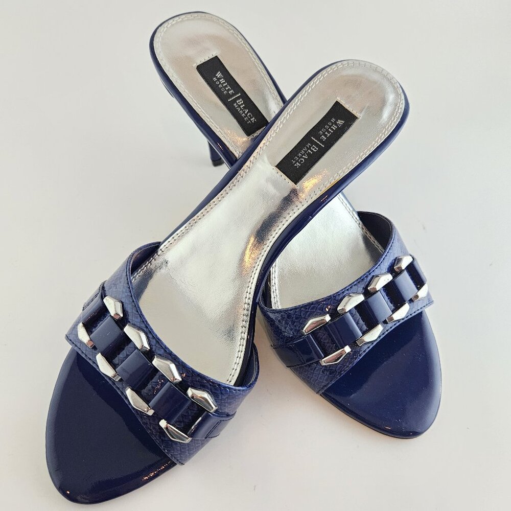 Women's White House Black Market Blue Snakeskin Prescot Slip On Dress Shoes